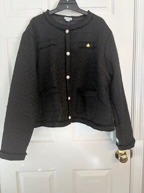 Ivy Storehouse Black Tweed Pearl-Button Jacket
